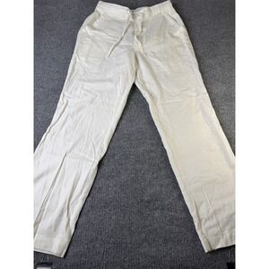 Cubavera Linen Pants Men's M Cream Drawstring Casual Relaxed